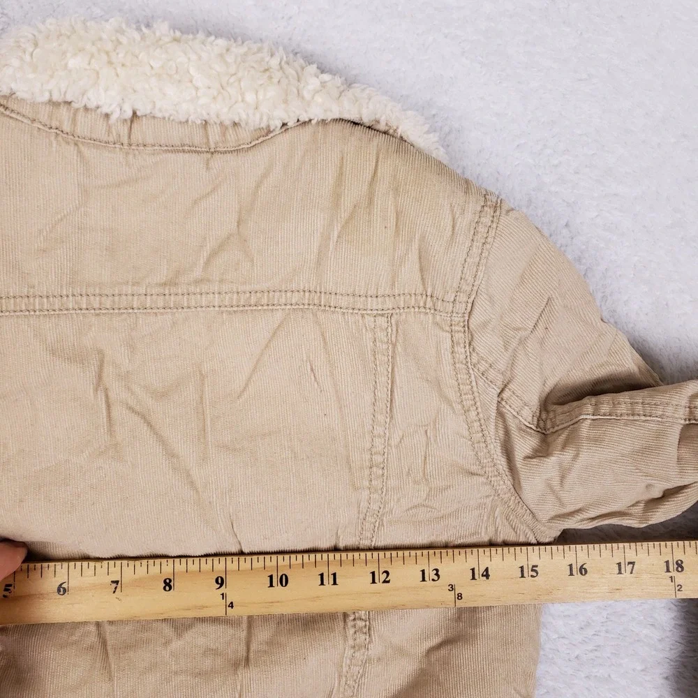 Gap Corduroy Sherpa Jacket Kids S 6 7 Embroidered Trucker Coat Beige Cozy